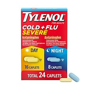 $5.31 S&S Q Tylenol Cold + Flu Severe Day & Night Caplets, Combo Pack, 24 Ct