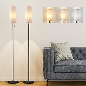 2-Pack 64" Ambimall Floor Lamp w/ Linen Shade & Pull Chain Switch $36.83 + Free Shipping