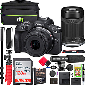 Canon EOS R100 Mirrorless Camera w/ 2 Lens Kit 18-45mm & 55-210mm IS STM Pro Bundle $779 + Free Shipping