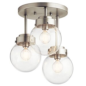 Kichler Strabo 12-in Brushed Nickel Indoor 3 -Light Semi-flush Mount Light with Clear Glass | 38249 $32