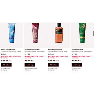Bath and Body Works B3G3 FREE Full-Size body, skin & more.. $54
