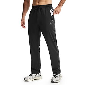Libin Men's Sweatpants with Zipper Pockets Stretch Joggers, Black, M $14.49 AC