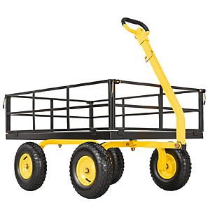VEVOR 1,200 lbs steel Heavy Duty Yard Cart, 13" Tires, Detachable Sides $121.98