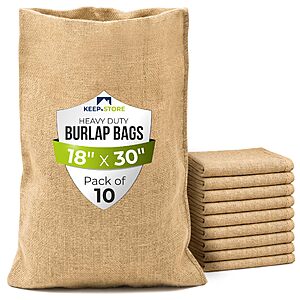 Burlap Storage Bags 18" x 30", Pack of 10 – Natural Jute Gunny Sacks for Storage of Vegetables, Gardening & Farm Use, Breathable Heavy-Duty Burlap Bags for $35.19