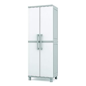 Keter Sparkle 72.6" 5-Shelf Resin Storage Cabinet w/ Lockable Doors (White & Grey) $99.96 + Free Shipping