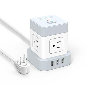 5' Baykul Cube Power Strip Extension Cord w/ 4 AC Outlets & 3 USB Ports (White) $9.49 + Free Shipping w/ Prime or on $35+