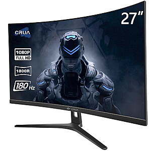 $109.89 ac FS WALMART by CRUA --  27" 165Hz/180Hz Curved Gaming Monitor - FHD 1080P,FreeSync,1800R Frameless Computer Monitor, 1ms GTG, DP&HDMI