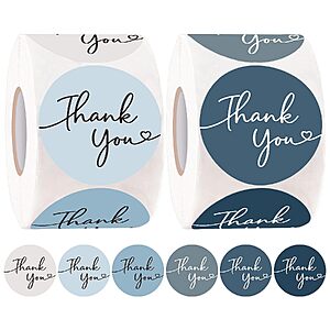 1000-Count 1.5" Anwyll Thank You Stickers Roll (Various) $5.84 + Free Shipping w/ Prime or on $35+