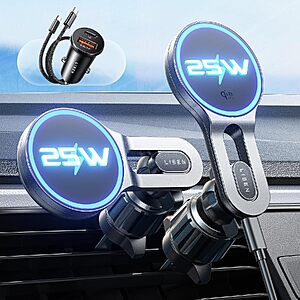 LISEN Qi2 25W MagSafe Car Vent Mount Charger $20.99 + Free Shipping w/ Prime or on $35+