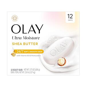 [SnS] $11.20 | 12-Pack 3.75-Oz Olay Beauty Bar for Women (Ultra Moisture Shea Butter) at Amazon
