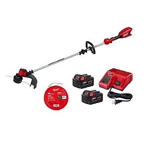 Milwaukee M18 Brushless 18V 16in. Cordless Battery Powered String Trimmer w/ M18 XC 5.0 Ah Starter Kit, .080 in. Trimmer Line $209
