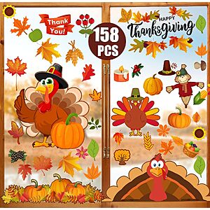 Funnlot 158-Piece Thanksgiving Fall Window Clings $2.98 + Free Shipping w/ Prime or on $35+