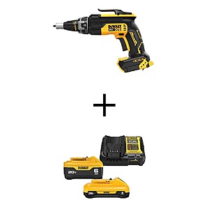 Dewalt 20V MAX XR Lithium-Ion Cordless Brushless Screw Gun with 6.0 Ah and 4.0 Ah Starter Kit $199