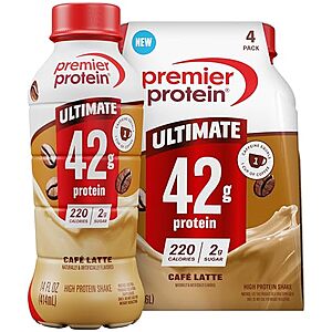 [SnS, AC] $10.19* | 4-Pack 14-Oz Premier Protein ULTIMATE 42g High Protein Shake +Energy (Café Latte) at Amazon ($2.55 each)
