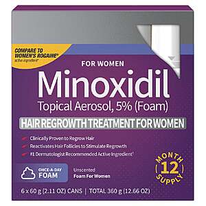 Women's Minoxidil by Perrigo Hair Regrowth Treatment 2.11 fl oz, 6-pack $39.99. + $5.99 Shipping Costco.xom