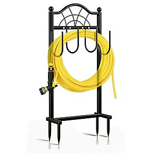 100' Capacity Freestanding Metal Garden Hose Holder w/ 4-Spike Base (Black) $13.99 + Free Shipping w/ Prime or on $35+