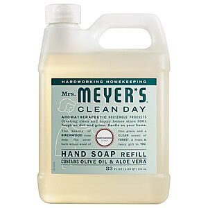 [SnS, AC] $5.71 | 33-Oz Mrs. MEYER'S CLEAN DAY Hand Soap Refill (Birchwood) at Amazon