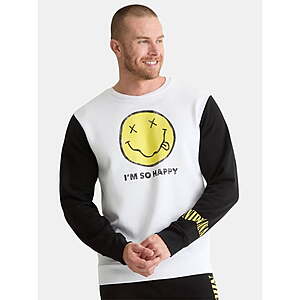 Nirvana Men's Smiley Graphic Crewneck Sweatshirt $4.63+ Free Shipping w/ Walmart+ or on $35+