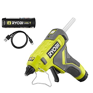 $29.97: RYOBI USB Lithium Cordless Glue Gun Kit with 2.0 Ah Battery, Charging Cable, and Glue Sticks (3-Piece) at HomeDepot