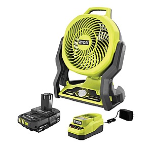 $64.97: RYOBI ONE+ 18V 7-1/2" WHISPER SERIES Hybrid Fan Kit with 2.0Ah Battery & Charg at HomeDepot
