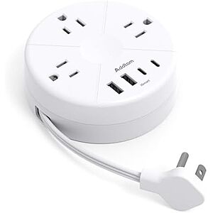 [Prime] $9.99* | Addtam 7-in-1 Cruise Power Strip w/ 3 AC, 4 USB & 1' Retractable Cord Flat Plug at Amazon