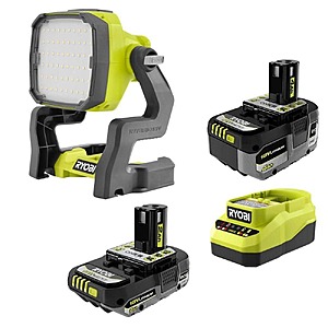 $99: RYOBI ONE+ 18V Lithium Starter Kit w/ (1) 2.0 Ah Battery, (1) 4.0 Ah Battery & Charger w/ ONE+ 18V Hybrid LED Work Light