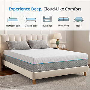 $340-425 FS Walmart+ by Mliliy EGOHOME 14 inch Full or CalKing Size Mattress in a Box, Gel Memory Foam Mattress, Medium Firm