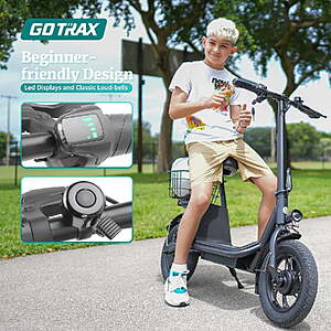 $341.14 FS Walmart+ by Gotrax A5 Electric Scooter 12" Pneumatic Tire with Seat for Adults, 15.5 Mph&15.5 Miles, 400W, 220lbs Max Load, Carry Basket& Hook