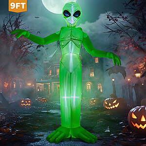 $29.99: Joyfy 9 ft Halloween Inflatable Giant Alien Decoration with Built-in LEDs at Walmart.com