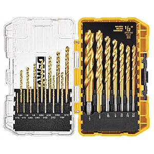 DEWALT Drill Bit Set, 21 Pc. Titanium Nitride Coated Pilot Point DEWALT Bit Set with Case for Wood, Metal and Plastic (DW1361) $26.98