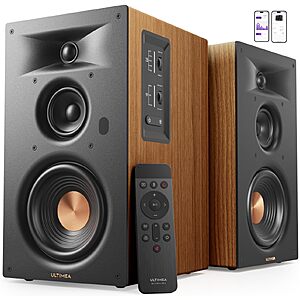 ULTIMEA 3-Way Powered Bookshelf Speakers with Smart App Control, BS-3 | HDMI ARC/SUB OUT/Optical/USB/RCA Input, App EQ, 5.25" Woofer, Bluetooth 6.0, 70W RMS $179.98