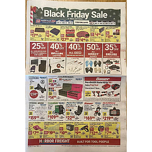 Harbor Freight Black Friday ad, 25% off US Gen cabinets/carts, 50% off HARDY gloves, 40% ICON ratchets, 35% off BADLAND winches and more