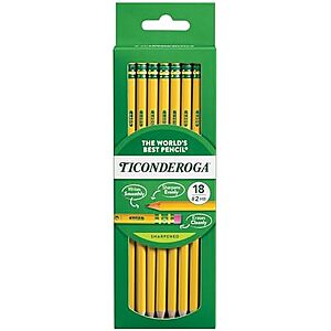[AC] $8 | 6-Pack 18-Count Ticonderoga Wood-Cased Pencils, Pre-Sharpened, 2 HB Soft, Yellow at Amazon