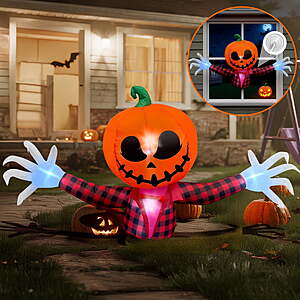 $16.88: BeePrincess 5 FT Halloween Inflatable Pumpkin Ghost with LED Lights at Walmart.com