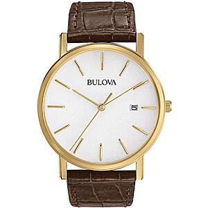 Bulova Men's Classic 3-Hand Calendar Date Quartz Leather Strap Watch, Buckle, 37mm Style:97B100 $209.99