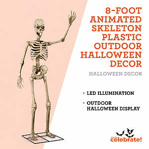 Way To Celebrate 8-Foot Animated Skeleton Plastic Outdoor Halloween Decor $84