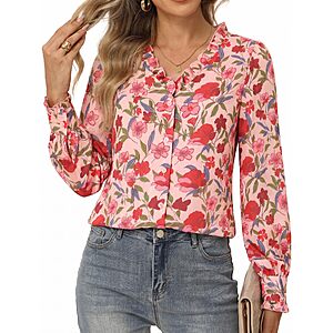 GRACE KARIN Women's Boho Floral Button Down Dressy Casual Blouses $7.49