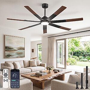 Fanbulous 66-Inch Black 6-Speed Ceiling Fan w/ Light + Remote $66 + Free S/H