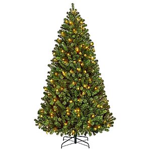 6ft Pre-lit Christmas Tree with 300 Warm White Lights, Green | Prelighted Spruce Christmas Tree for Home Party Decoration with 300 Warm White Lights and 818 Branch Tips $59.98