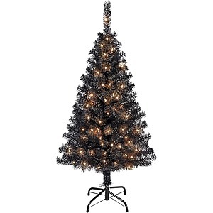 4' Alden Design Black Pre-Lit Artificial Christmas Tree w/ 70 Warm White Lights & Metal Stand $22 + Free Shipping w/ Walmart+ or on $35+