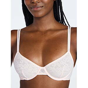 Joyspun Women's Soft Stretch Lace Underwire Bralette (Pink Ice, Black Soot) from $3.49 + Free S&H w/ Walmart+ or on $35+