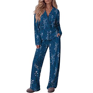 Ekouaer Womens Pajama Set Cotton PJs Long Sleeve Top & Pant Soft Loungewear $15.99