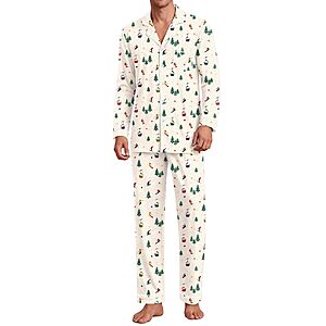 Ekouaer Men's Pajama Sets Long Sleeve Loungewear Button Down Pjs with Pants $14.99