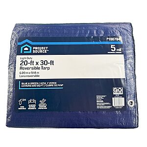 20' x 30' Project Source 5-Mil Blue Polyethylene Tarp $39 + Free Shipping