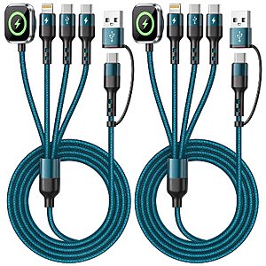 Jogrytece 2Pack  5ft iWatch Charger Dual Type C Ports 4-in-2 Charger for Multiple Devices  $10.99
