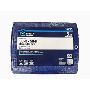Project Source 30' x 50' 5-Mil Polyethylene Tarp (Blue) $79 + Free Shipping