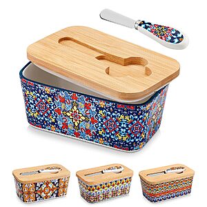 [Prime] 6.5" Vancasso Ceramic Butter Dish w/ Bamboo Lid (Various) $13.49 + Free Shipping