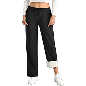 Amazon – Women's Fleece-Lined Wide-Leg Sweatpants - $12.59 w/ Code