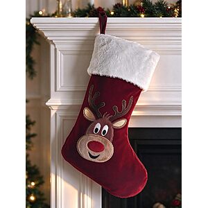 20" Eteramus Embroidered Reindeer Velvet Christmas Stocking w/ White Plush Cuff (Red) $4.95 + Free Shipping w/ Prime or on $35+