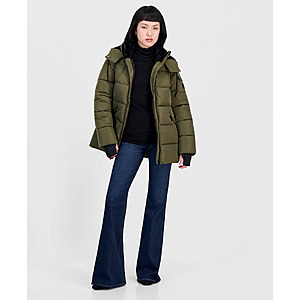 Steve Madden Women's Short Puffer Coat w/ Faux-Fur-Lined Hood (Olive, Black, Sizes: XS-L) $58.56 + Free Shipping
